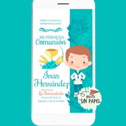 Juan Emblemática - Tarjeta de Invitación Digital Para Primera Comunión