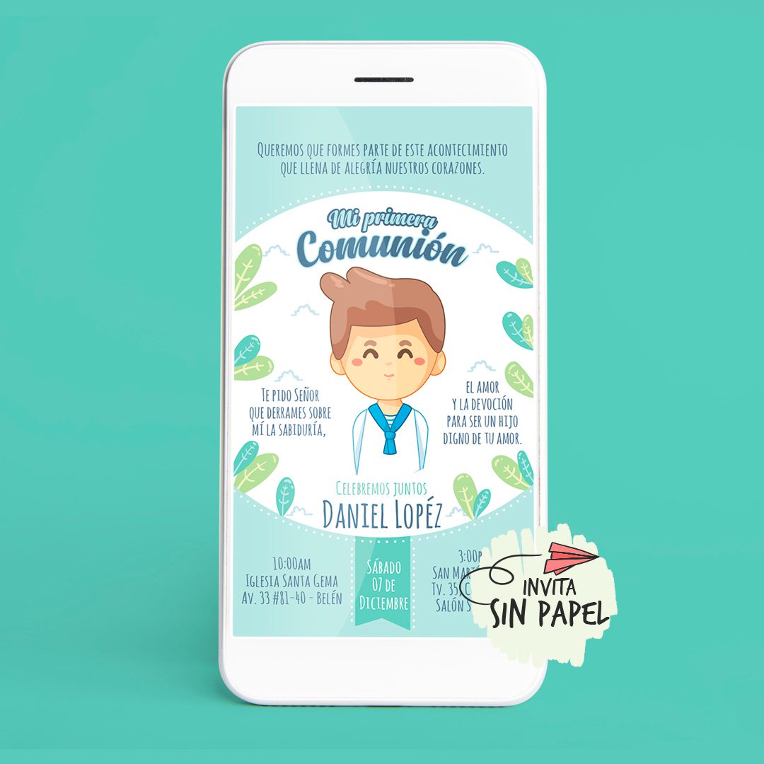 Daniel - - Tarjeta de Invitación Digital Para Primera Comunión Daniel - - Tarjeta de Invitación Digital Para Primera Comunión
