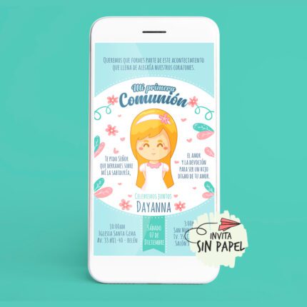 Dayanna - Tarjeta de Invitación Digital Para Primera Comunión