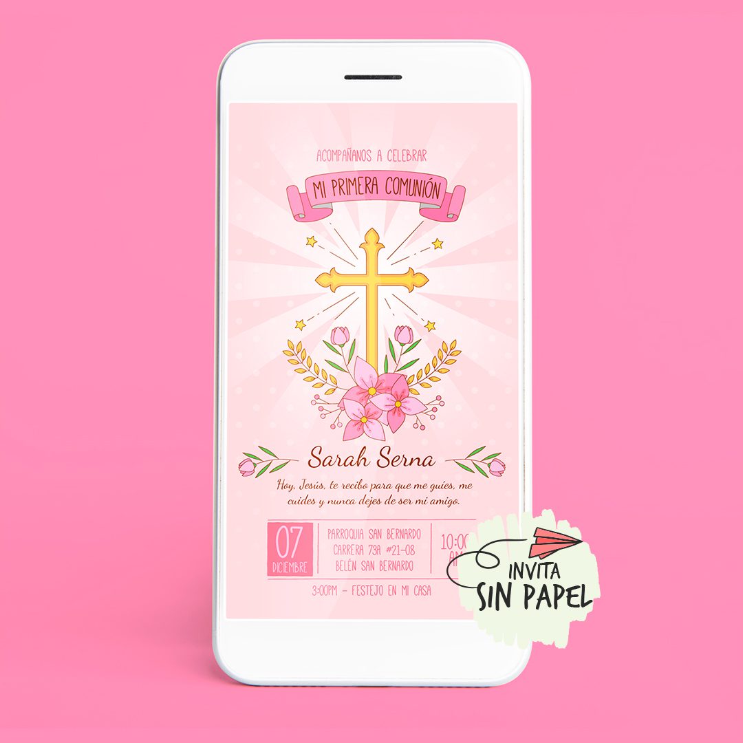 Cruz emblemática - Tarjeta de Invitación Digital Para Primera Comunión Cruz emblemática - Tarjeta de Invitación Digital Para Primera Comunión