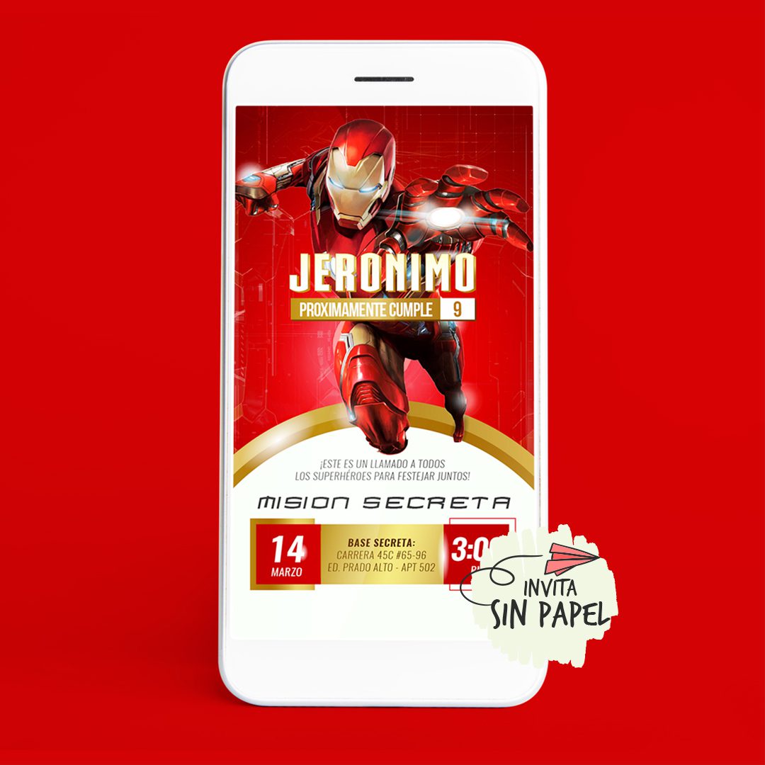 Iron Man - Tarjeta de Invitación Digital Para Cumpleaños Iron Man - Tarjeta de Invitación Digital Para Cumpleaños