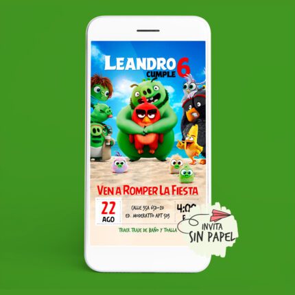 Angry Bird - Tarjeta de Invitación Digital Para Cumpleaños