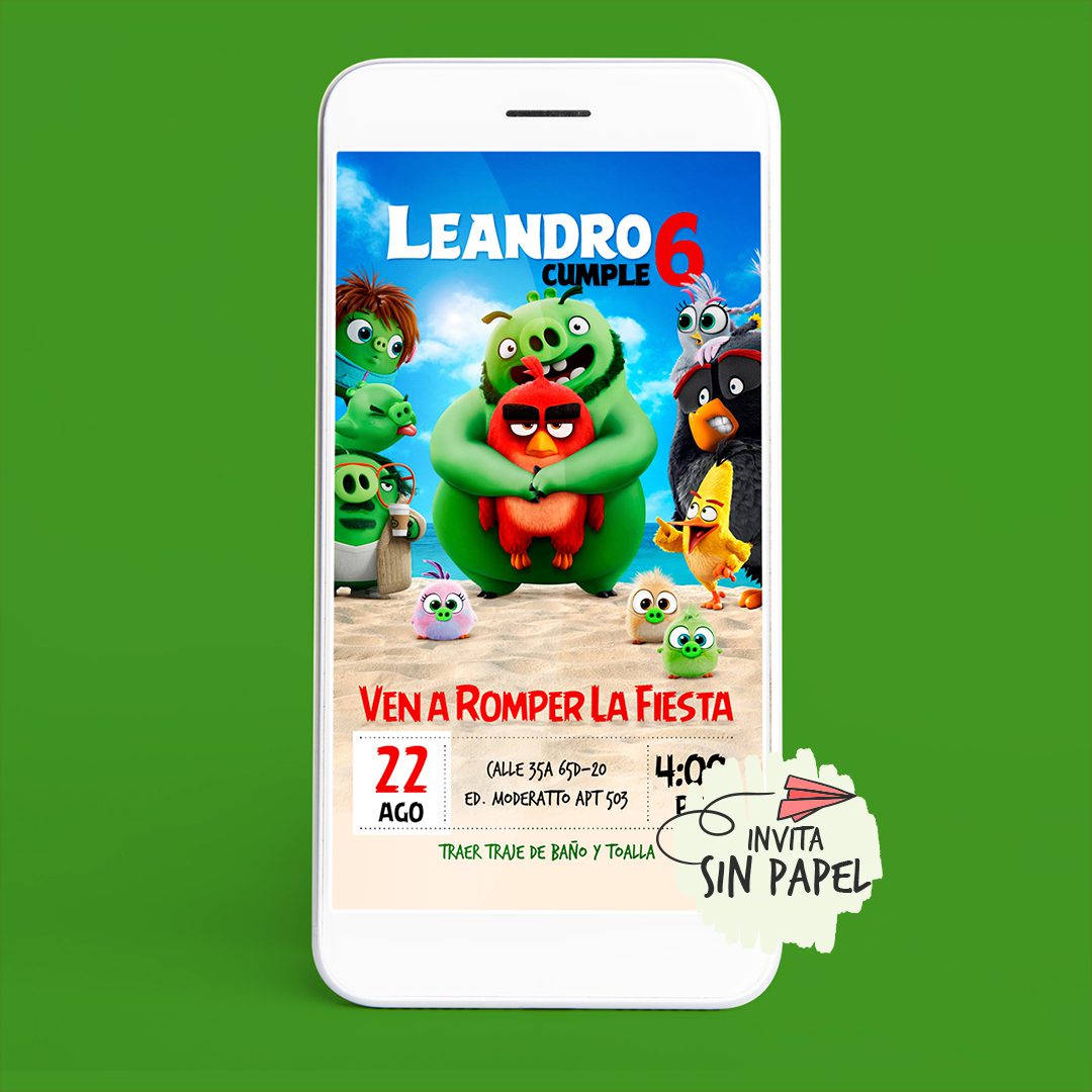 Angry Bird - Tarjeta de Invitación Digital Para Cumpleaños Angry Bird - Tarjeta de Invitación Digital Para Cumpleaños