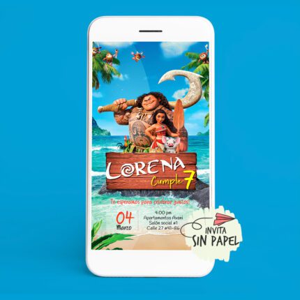 Moana . - Tarjeta de Invitación Digital Para Cumpleaños