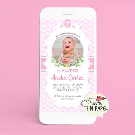 Mi bautizo con foto - Tarjeta de Invitación Digital Para Cumpleaños