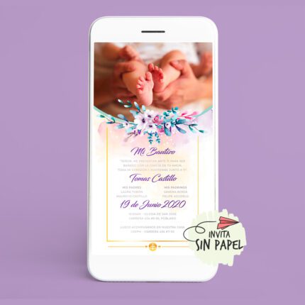 Mi bautizo con foto - Tarjeta de Invitación Digital Para Cumpleaños