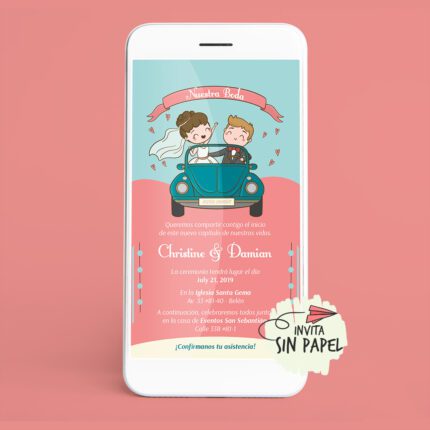 Recién Casados - Tarjeta de Invitación Digital Para Boda