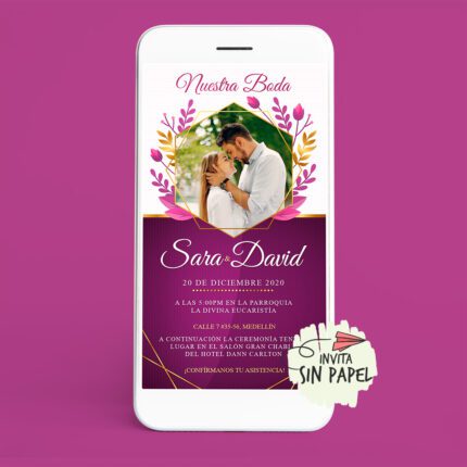 Purple - Tarjeta de Invitación Digital Para Boda