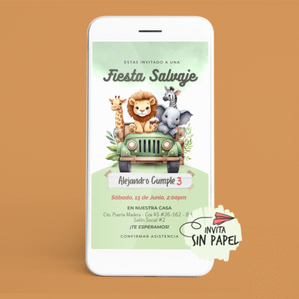 Selva Jungla - Tarjeta de Invitación Digital Para Cumpleaños
