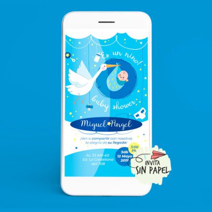 Cigüeña – Tarjeta de Invitación Digital Para Baby Shower