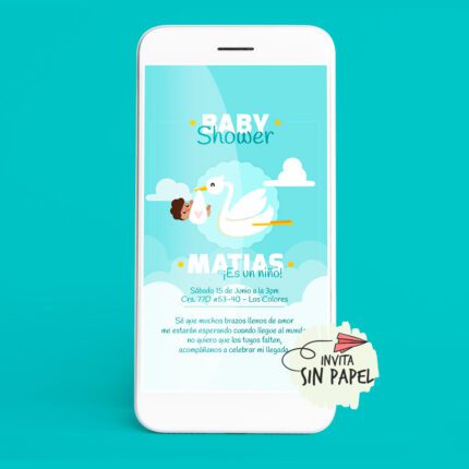 Cigüeña - Tarjeta de Invitación Digital Para Cumpleaños