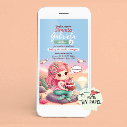 Sirena - Tarjeta de Invitación Digital Para Cumpleaños