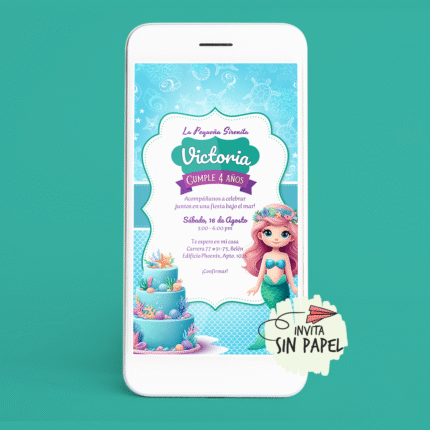 Sirena - Tarjeta de Invitación Digital Para Cumpleaños