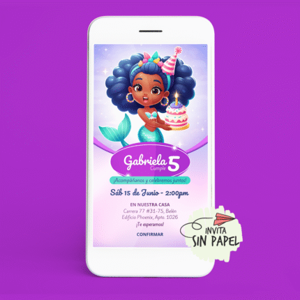 Sirena - Tarjeta de Invitación Digital Para Cumpleaños