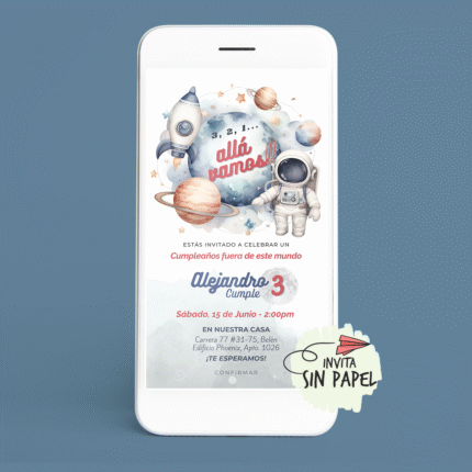 Espacio - Tarjeta de Invitación Digital Para Cumpleaños