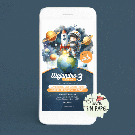 Espacio - Tarjeta de Invitación Digital Para Cumpleaños
