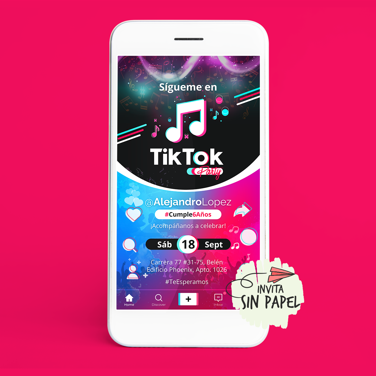 TikTok - Tarjeta de Invitación Digital Para Cumpleaños TikTok - Tarjeta de Invitación Digital Para Cumpleaños