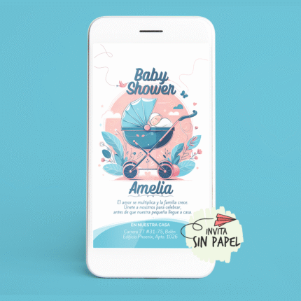 Cochecito - Tarjeta de Invitación Digital Para Baby Shower