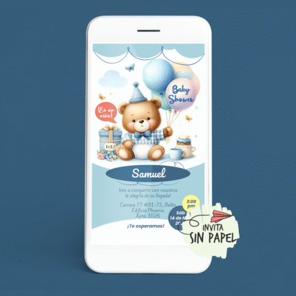 Osito - Tarjeta de Invitación Digital Para Baby Shower