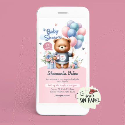 Osito - Tarjeta de Invitación Digital Para Baby Shower