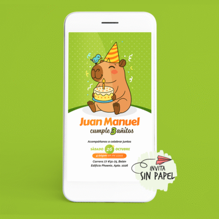 Capybara - Tarjeta de Invitación Digital Para Cumpleaños
