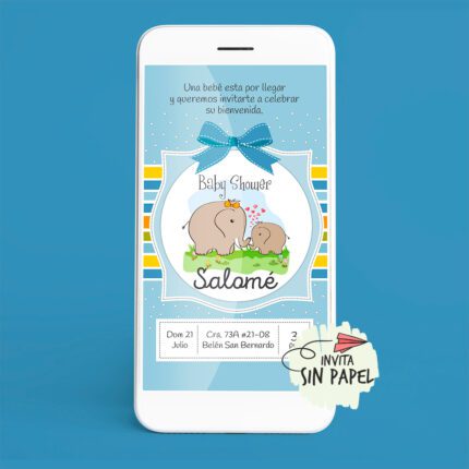Elefantitos – Tarjeta de Invitación Digital Para Baby Shower
